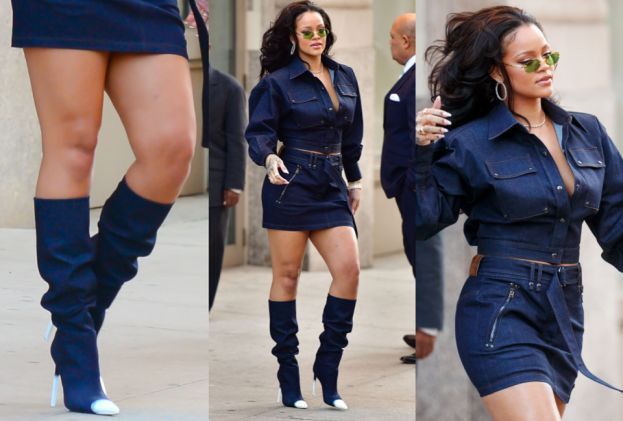 Rihanna chwali się dorodnymi udami w mini