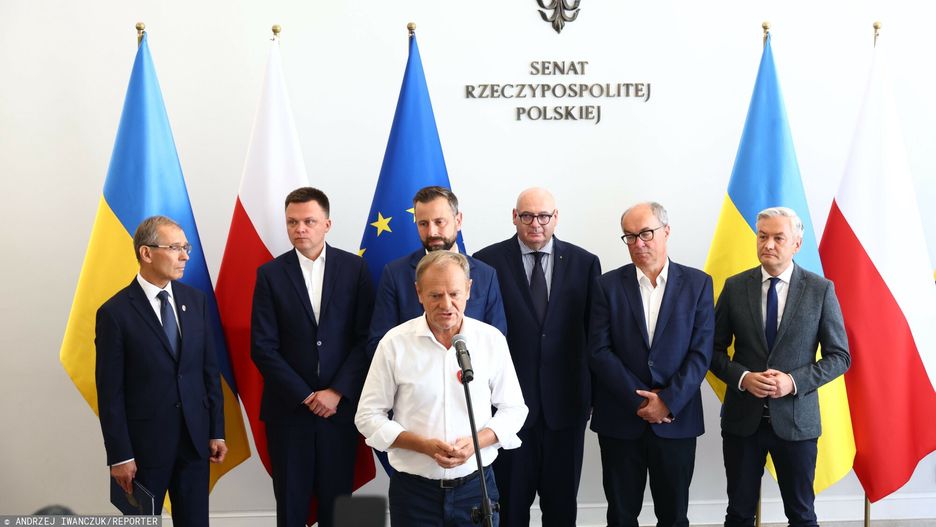 Donald Tusk, Zygmunt Frankiewicz, Szymon Hołownia, Władysław Kosiniak-Kamysz, Piotr Zgorzelski, Włodzimierz Czarzasty i Robert Biedroń