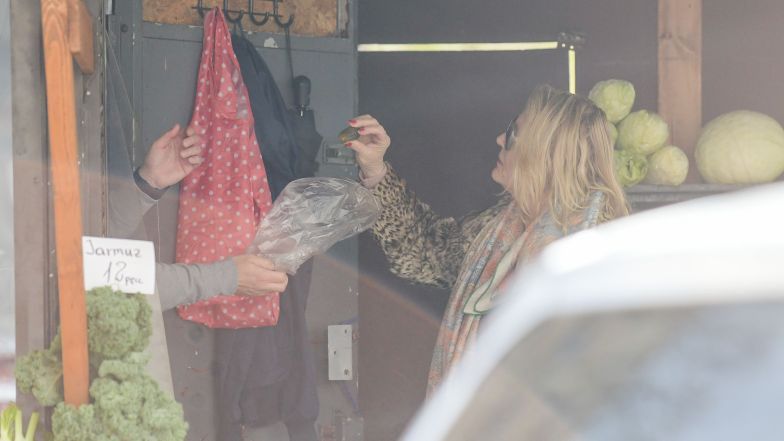 Grażyna Szapołowska delektuje się kiszonym ogórkiem