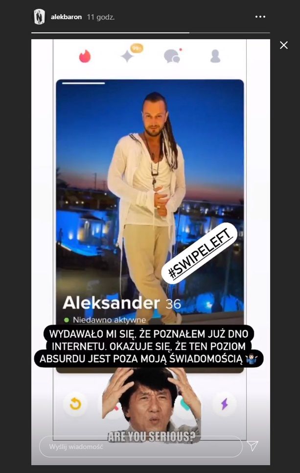 Ktoś podszył się pod Barona na Tinderze. Muzyk się zdenerwował
