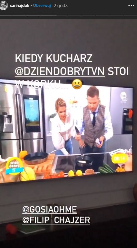 Małgorzata Ohme i Filip Chajzer podczas gotowania.