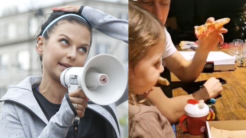 Robert i Klara Lewandowscy jedzą pizzę