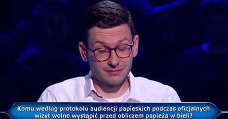 Kto może odwiedzać papieża w bieli? Kłopotliwe pytanie w "Milionerach"