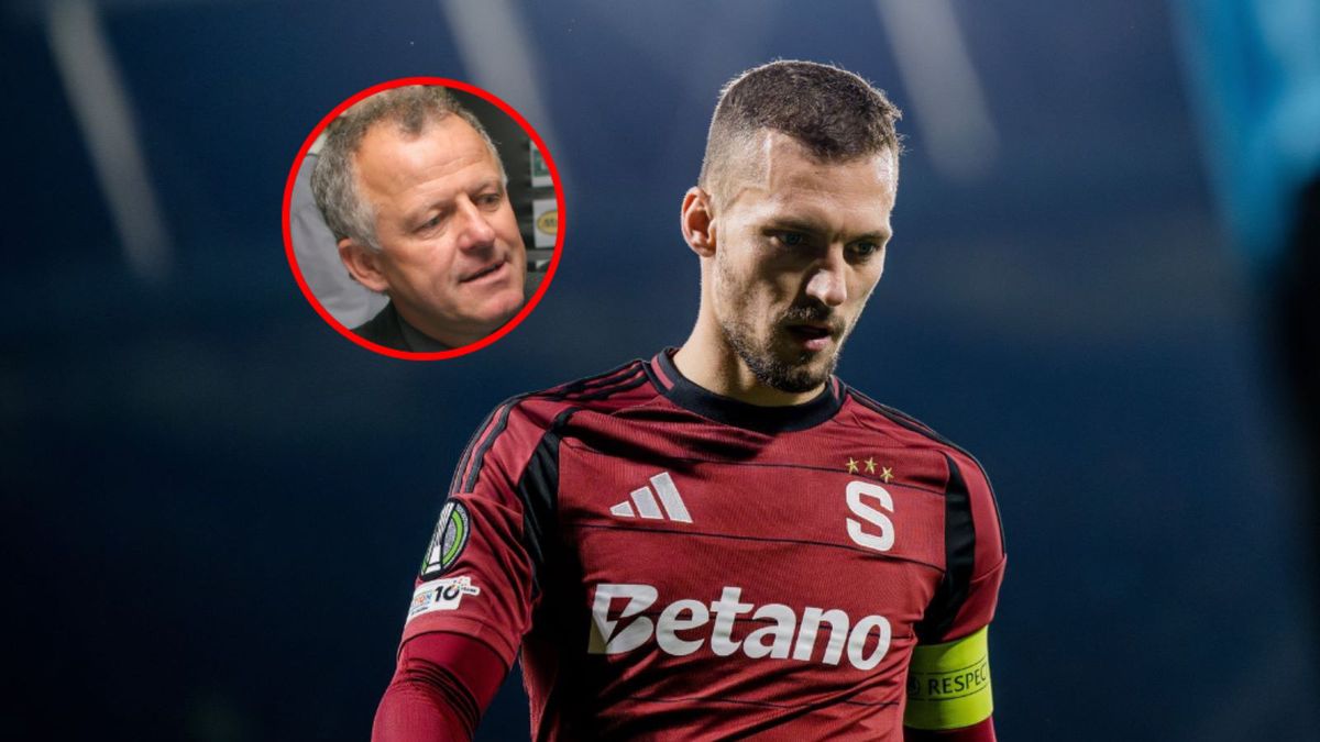 Getty Images / Thomas Eisenhuth - UEFA / PAP/Adam Ciereszko / Na zdjęciu: Lukas Haraslin, kapitan Sparty Praga, na małym zdjęciu: Werner Liczka