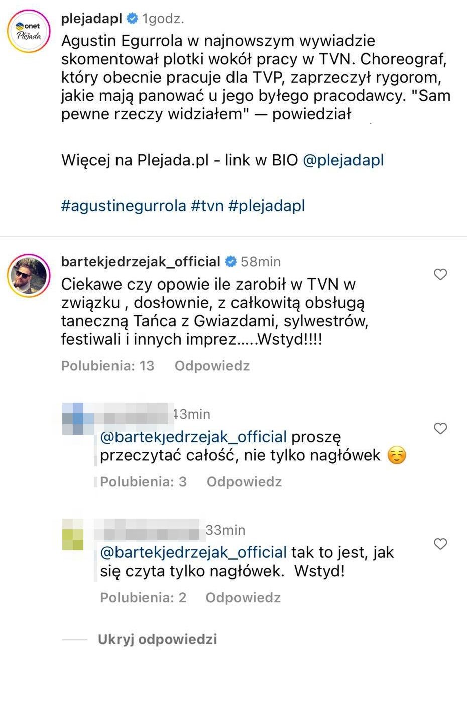 Bartek Jędrzejak krytykuje Agustina Egurrolę
