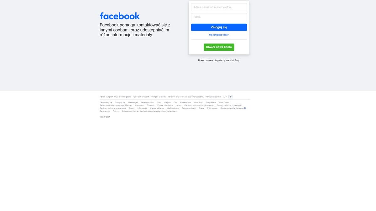 Awaria Facebook - nie mogę się zalogować