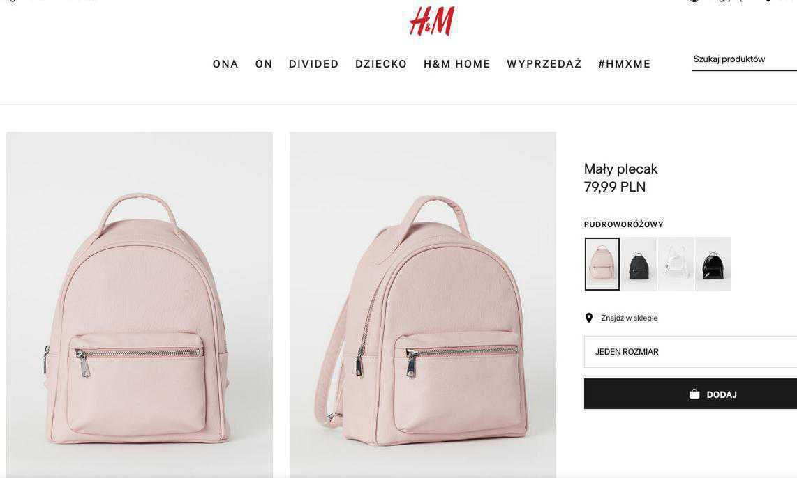 Różowy plecak z H&M