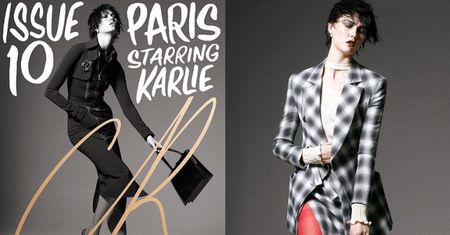 Karlie Kloss pozuje w czarnej peruce