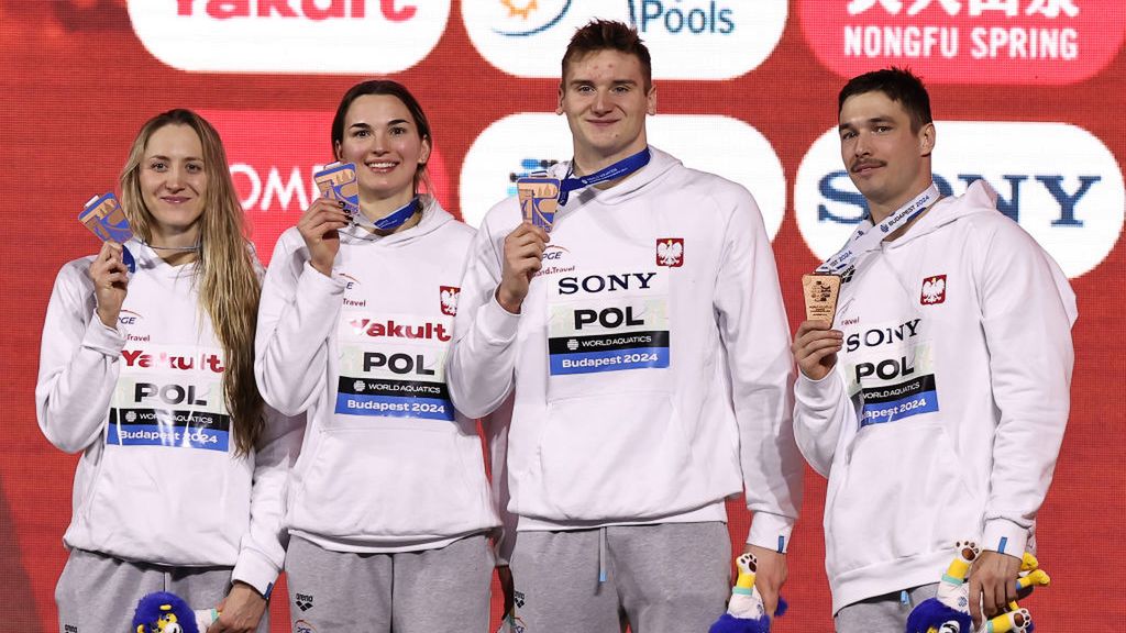 Getty Images / David Balogh / Katarzyna Wasick, Kornelia Fiedkiewicz, Kamil Sieradzki, Piotr Ludwiczak na mistrzostwach świata w 2024 roku