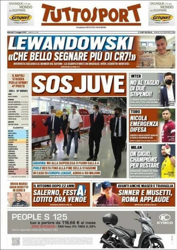 Robert Lewandowski na okładce "Tuttosport"