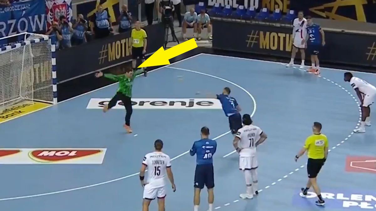 Twitter / Eurosport Polska  / Na zdjęciu: rzut karny Michała Daszka w meczu z PSG