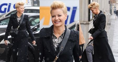Modna Małgorzata Kożuchowska w zimowej stylizacji