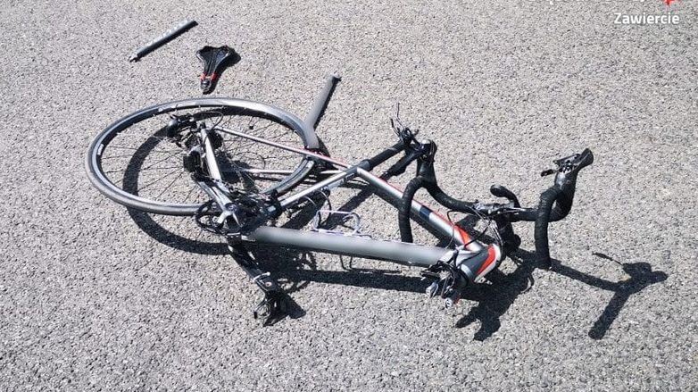 rower po wypadku w Zdowie 