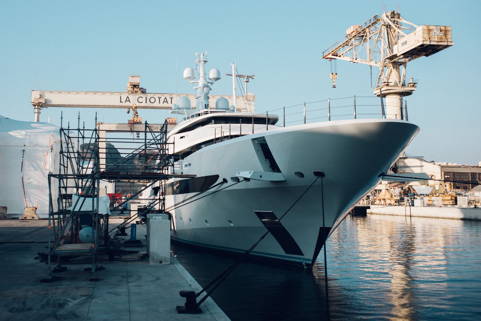 The superyacht Amore Vero, owned by a company whose main shareholder is the head of Rosneft Oil Co., after being impounded by French authorities in La Ciotat, France, on Friday, March 4, 2022. Rosneft Chief Executive Officer Igor Sechins superyacht was blocked by French customs officials on the Cote DAzur, part of the European Unions sanctions against wealthy Russians with close ties to President Vladimir Putin. Photographer: Theo Giacometti/Bloomberg via Getty Images