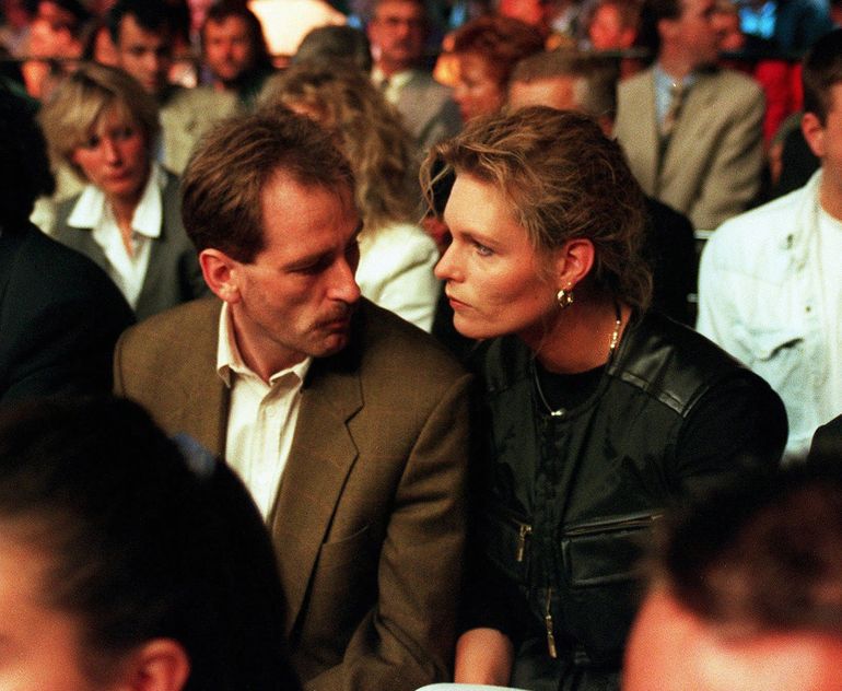 Michael Zimmermann i Katrin Krabbe podczas walki Dariusza Michalczewskiego w Hamburgu w 1996 r. | Fot. Bongarts/Getty Images