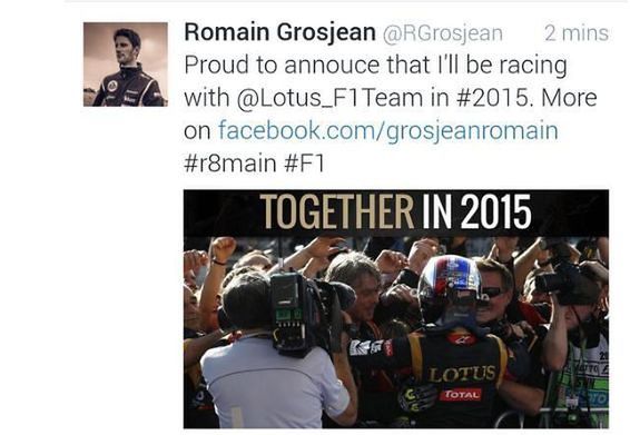 Usunięty wpis Romaina Grosjeana / źródło: f1talks.pl