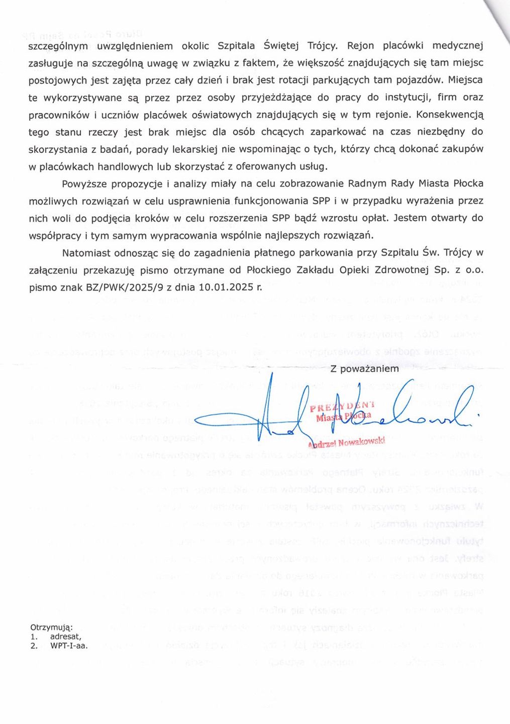 Odpowiedź prezydenta na interpelację Posłanki Wioletty Kulpy