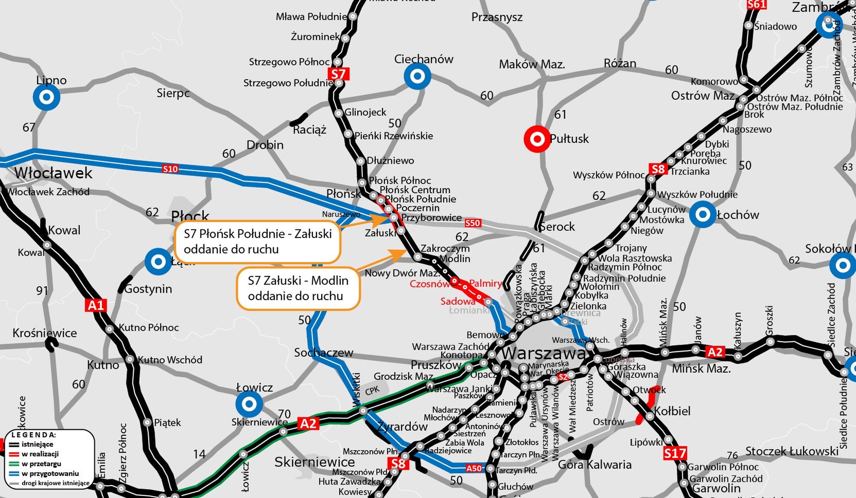 Udostępnione do ruchu w piątek odcinki drogi S7