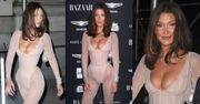 Powyginana Bella Hadid w "nagim kostiumie" na imprezie "Harper's Bazaar"