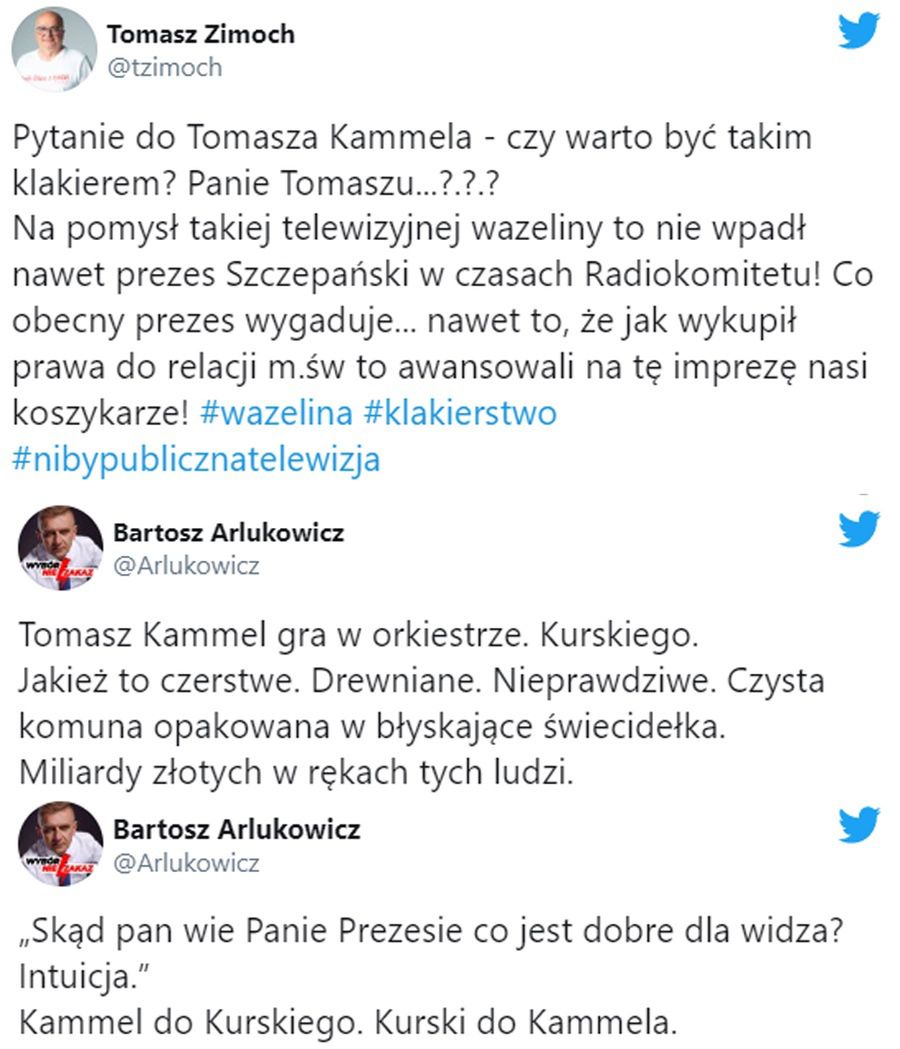 Tomasz Zimoch i Bartosz Arłukowicz krytykują Tomasza Kammela