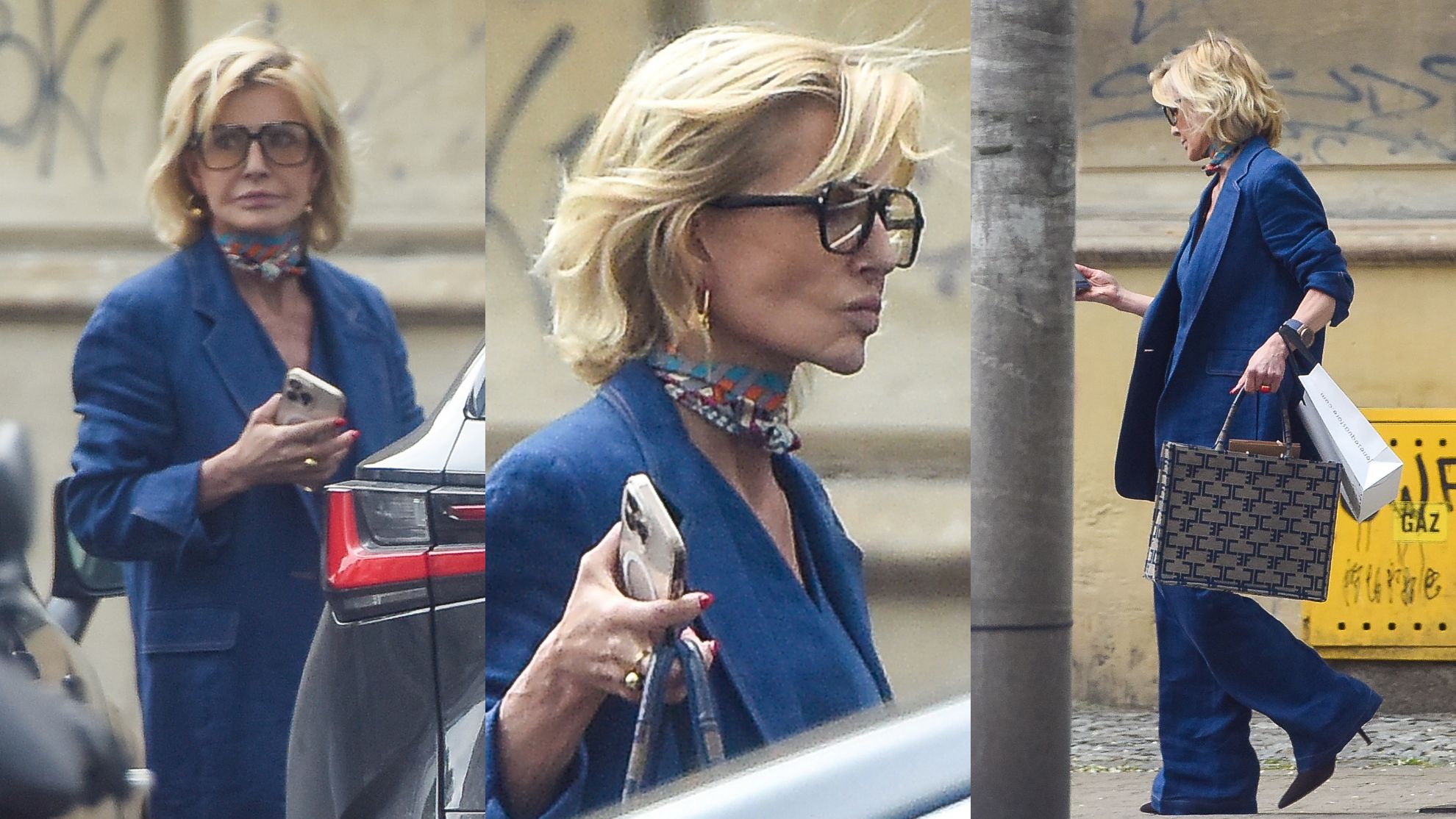 Elegancka Joanna Racewicz załatwia sprawy na mieście