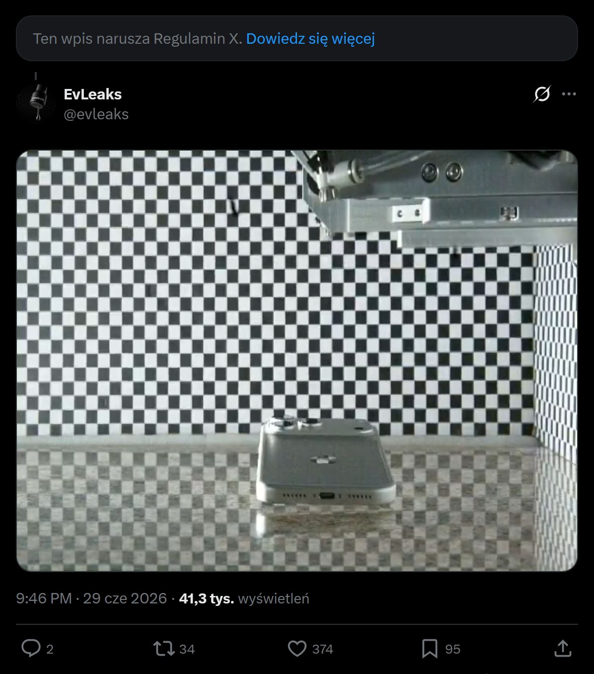 Domniemany prototyp iPhone'a 18 Pro