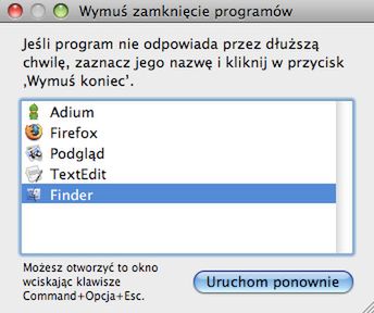 Jak uruchomić ponownie Findera? 4