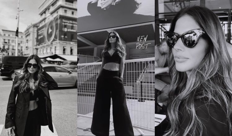 Weronika Rosati pozuje przed schodami w Cannes