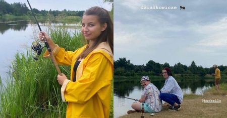 Skupiona Julia Wieniawa łowi ryby i relaksuje się na działce w towarzystwie Nikodema Rozbickiego: "CÓRKA RYBAKA" (ZDJĘCIA)