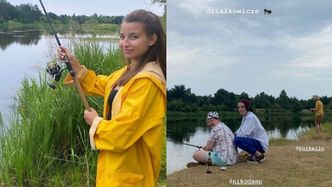 Skupiona Julia Wieniawa łowi ryby i relaksuje się na działce w towarzystwie Nikodema Rozbickiego: "CÓRKA RYBAKA" (ZDJĘCIA)
