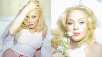 66-letnia Madonna wygina się na łóżku, pozując w prześwitującej bluzce i cielistych majtkach