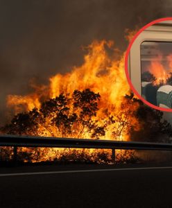 Przerażające nagranie z Hiszpanii. Płomienie po obu stronach pociągu