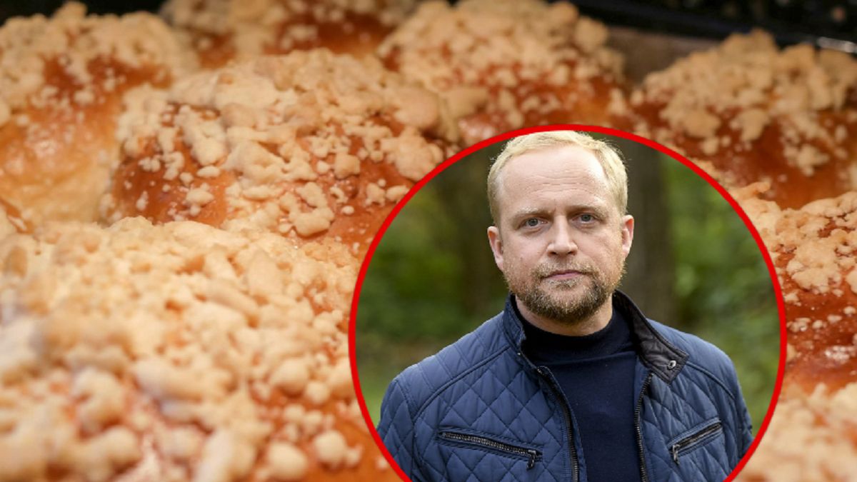 Piotr Adamczyk w swojej cukierni także sprzedaje drozdżówki.