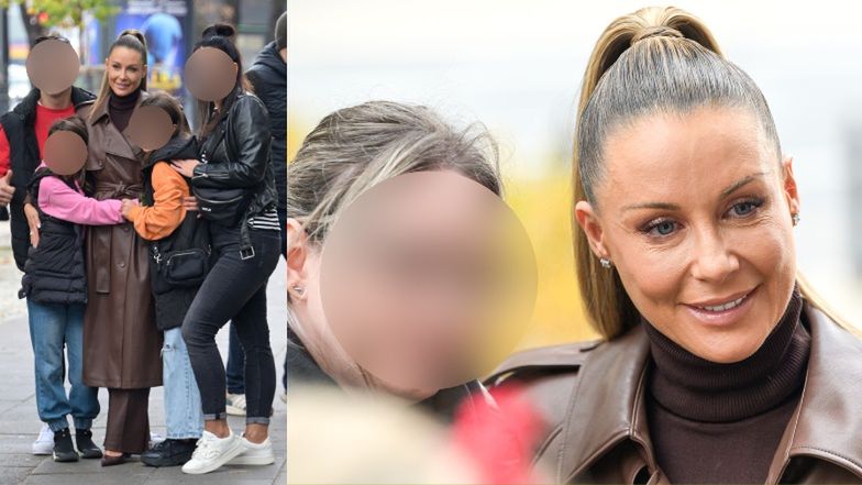 Małgorzata Rozenek opuszcza studio "Dzień Dobry TVN" z ubraną w sweterek Franceską