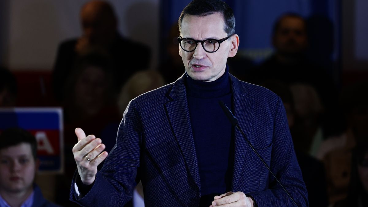 Former Polish Prime Minister Mateusz Morawiecki of Law and Justice party during the convention in Krakow, Poland on April 4, 2024. (Photo by Jakub Porzycki/NurPhoto via Getty Images)