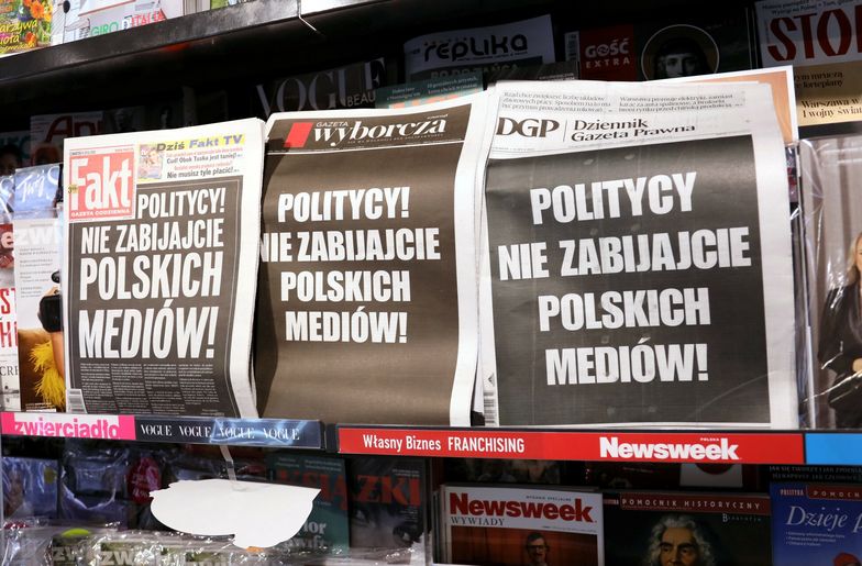 Protest mediów w związku z nowelizacją ustawy o prawach autorskichFot. Dawid Wolski/East News,  Warszawa, 04.07.2024. Dawid Wolski