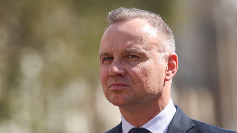Andrzej Duda, President of Poland, attends commemoration ceremony of the Day of Remembrance for Victims of Katyn Massacre in Krakow, Poland on April 13, 2025.
 (Photo by Beata Zawrzel/NurPhoto via Getty Images)