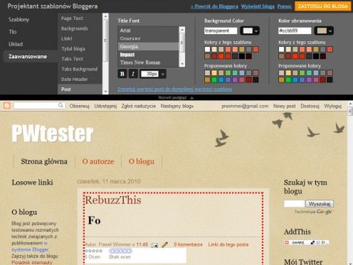 Projektant szablonów w Bloggerze 1