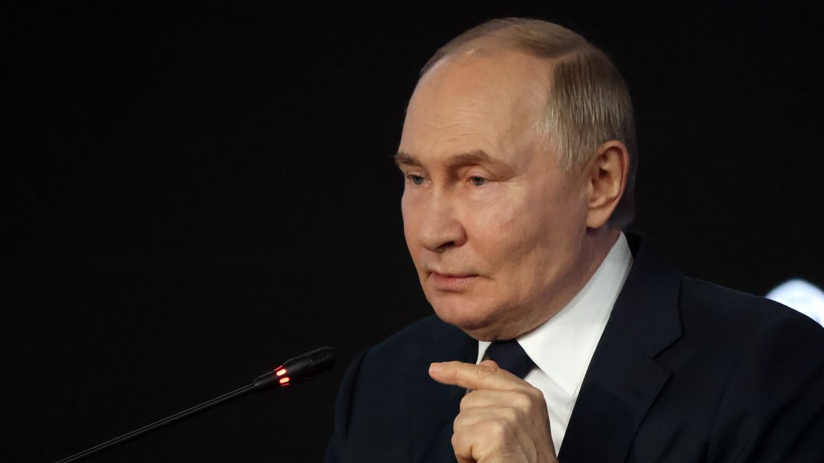 MOSCOW, RUSSIA - JULY 3: (RUSSIA OUT) Russian President Vladimir Putin speaks during the New Ideas For New Times Forum at the Russia National Center on July 3, 2025, in Moscow, Russia. Putin visited a forum, hosted by Kremlin-backed Agency for Strategic Initiatives, prior to his announced telephone call with U.S. President Donald Trump. (Photo by Contributor/Getty Images)