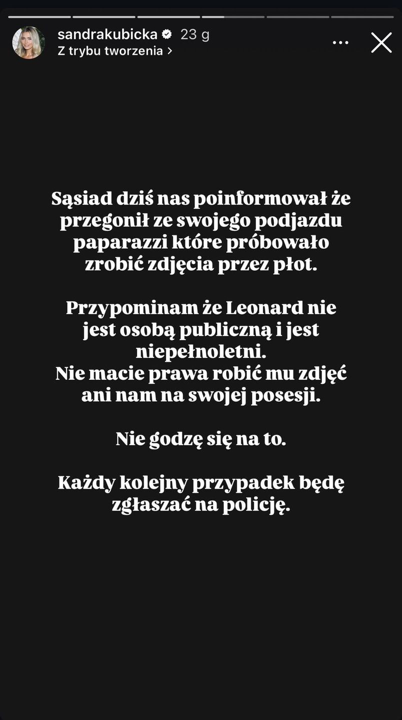 Sandra Kubicka ostrzega paparazzi