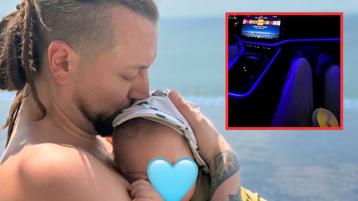 Baron z dzieckiem/Kubicka w Mercedesie