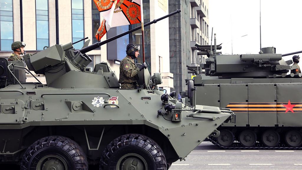 Rehearsal For Victory Day Military Parade Held In Moscow
MOSCOW, RUSSIA - MAY 07: Russian military vehicles and weapons are seen during a rehearsal for the Victory Day military parade, which marks the 80th anniversary of the Victory in the Soviet Union's Great Patriotic War, on May 7, 2025 in Moscow, Russia. (Photo by Tian Bing/China News Service/VCG via Getty Images)
China News Service
great patriotic war, moscow, memorialize