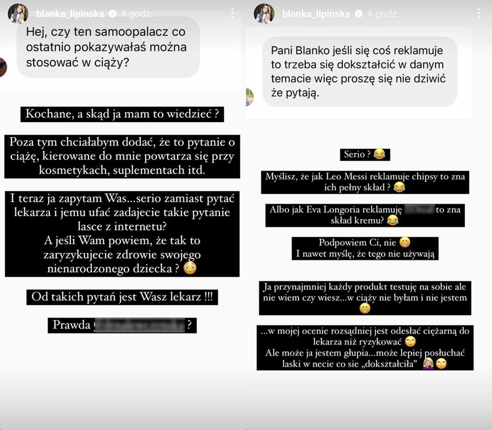 Blanka Lipińska odpowiada internautkom