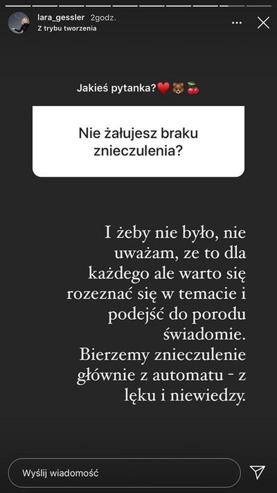 Screen z Instagrama Lary Gessler