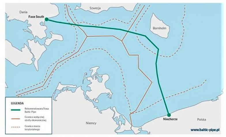 Oto wariant przebiegu Baltic Pipe zaakceptowany przez Gaz-System.