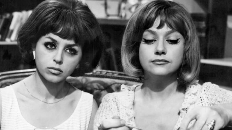 Z Kaliną Jędrusik w filmie "Lekarstwo na miłość"