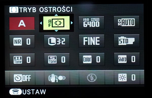 Fujifilm X-A2 - menu podręczne Q