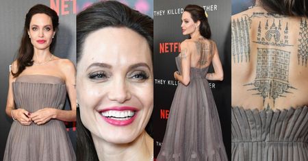 Wytatuowane plecy Angeliny Jolie na czerwonym dywanie (ZDJĘCIA)