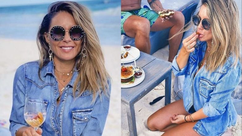 Małgorzata Rozenek pozuje z wegetariańskim burgerem