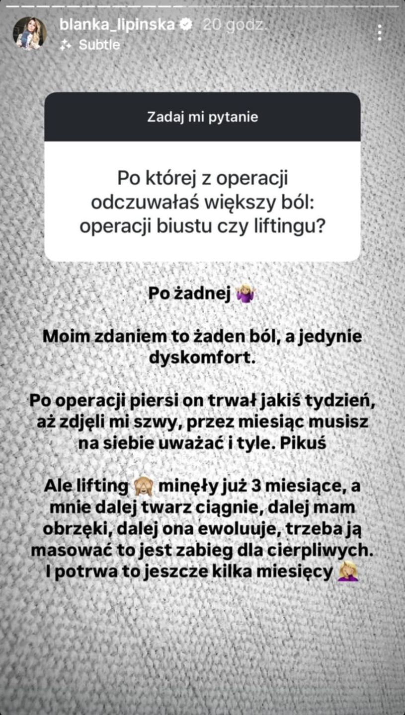 Blanka Lipińska o liftingu twarzy